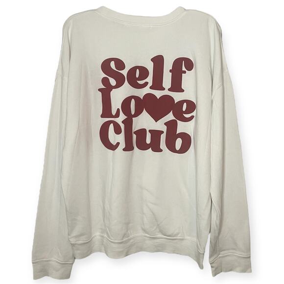 Altar’d State Self Love Club White Heart Sweatshirt Oversized Cozy Top Sz Medium - Picture 5 of 9